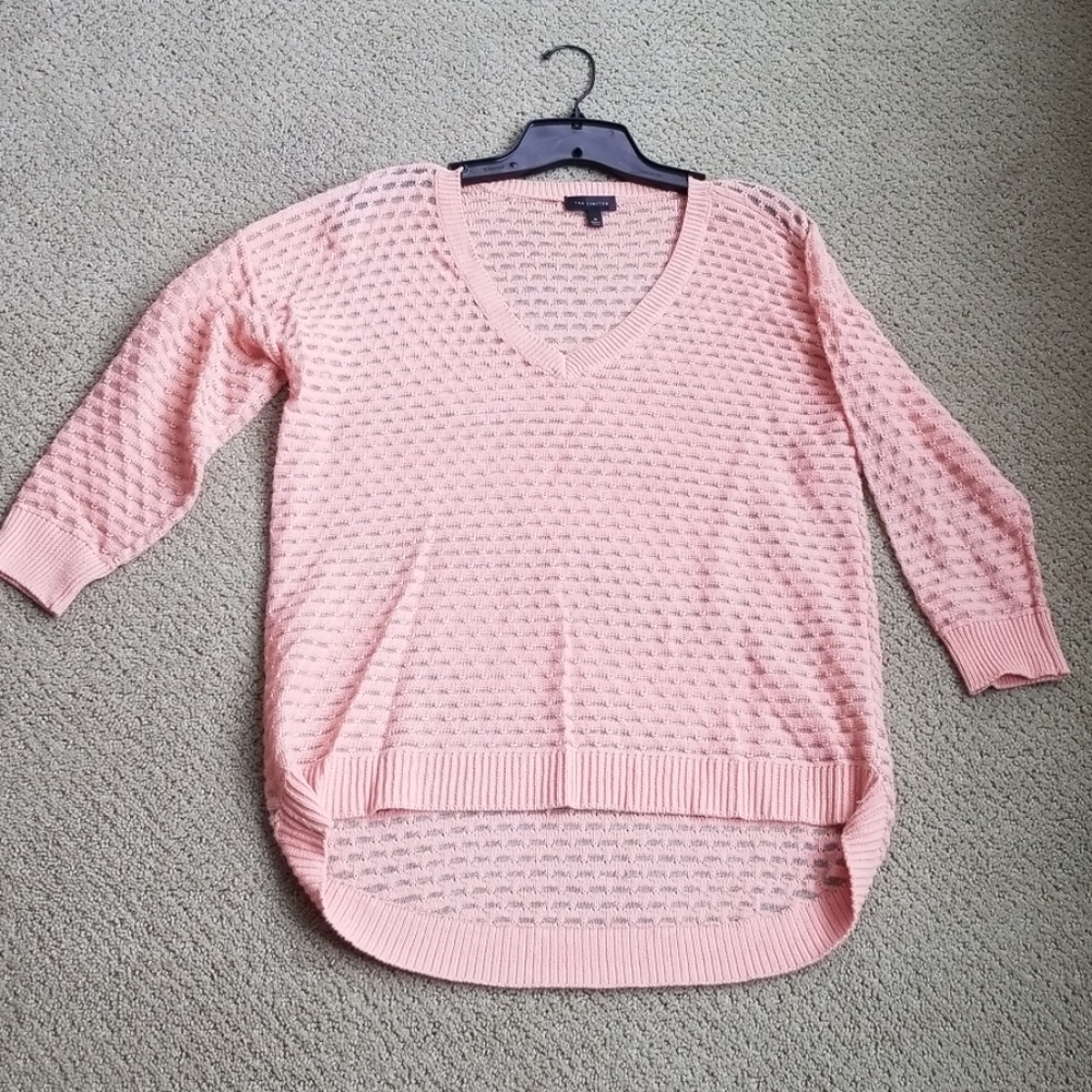 Sheer 3/4 sleeve peach colored sweater